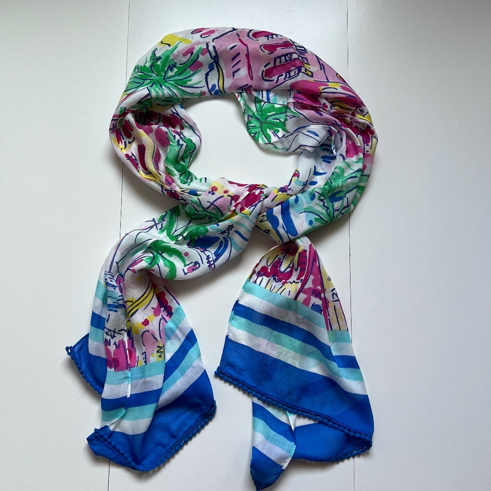 72-in Oblong Mediterranean Motif Scarf